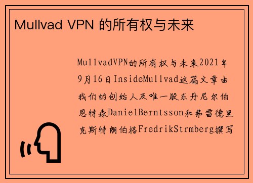 Mullvad VPN 的所有权与未来 